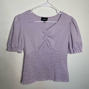 By & By Lavender Puff Sleeve Peasant Blouse